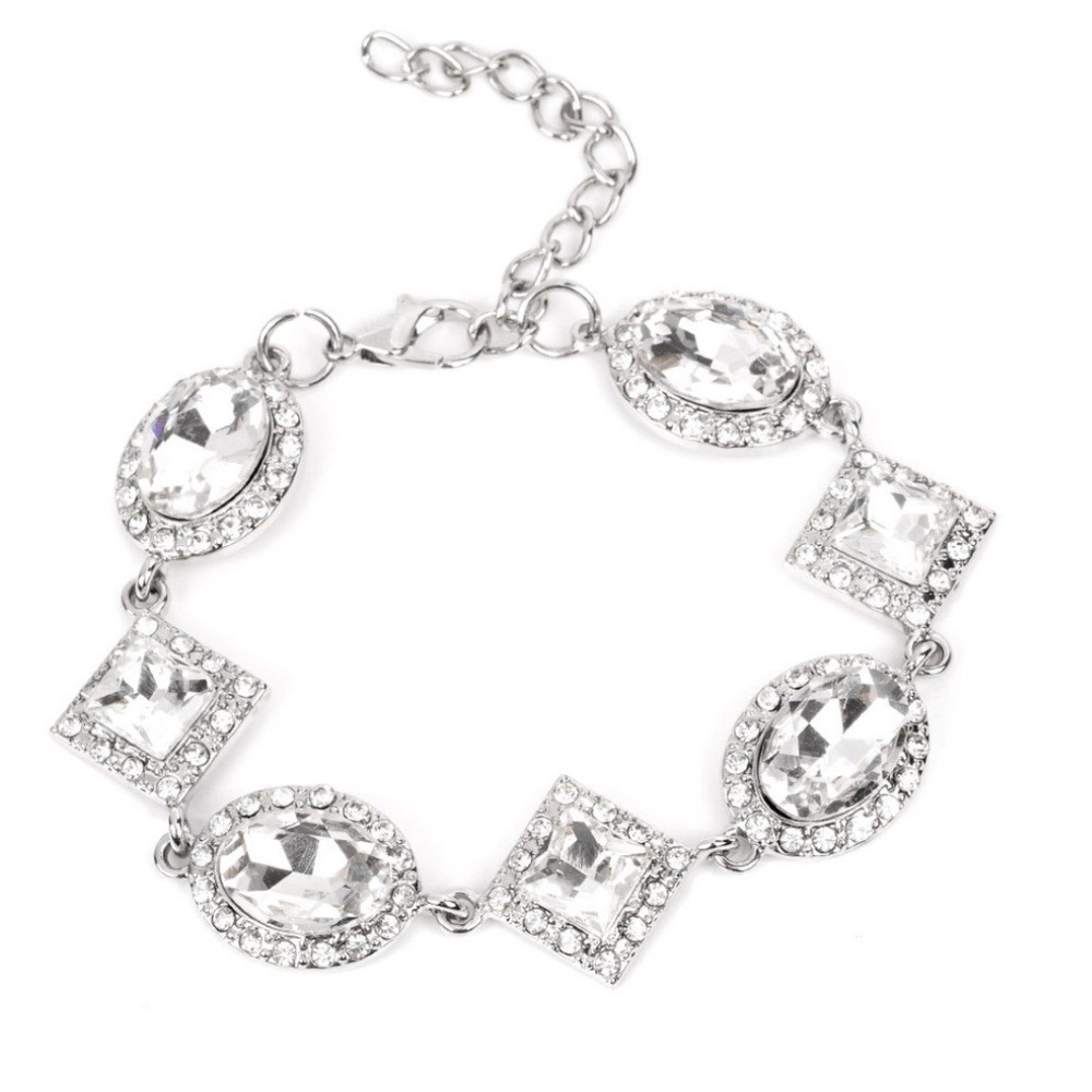 Paparazzi Silver and White Crystal Bracelet Decade of Dazzle White Fashion Jewel